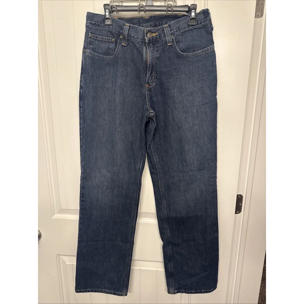 Carhartt Men's Jeans 32x 32 Relaxed Fit Dark Blue